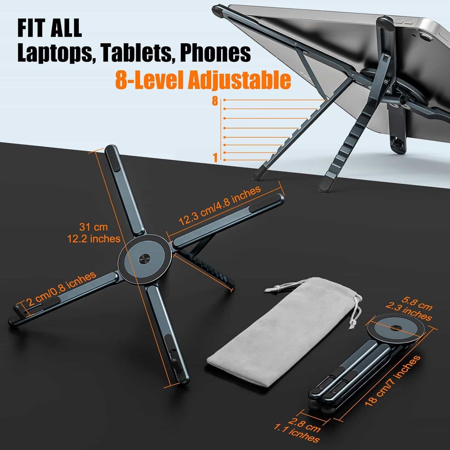 3-in-1 foldable Laptop & Phone Stand
