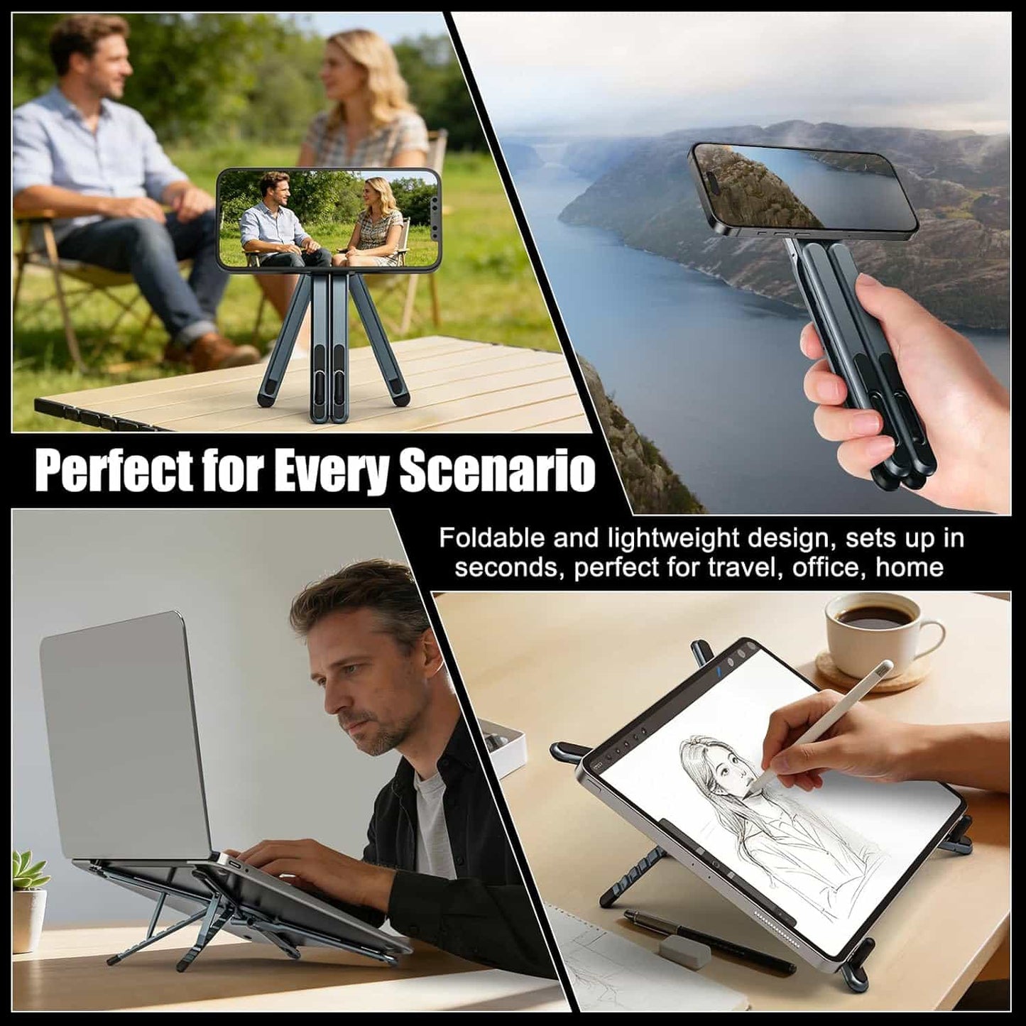 3-in-1 foldable Laptop & Phone Stand